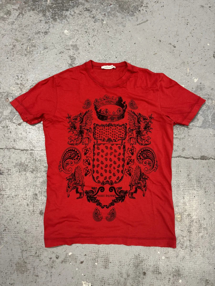 SS2012 Pierre Balmain Red & Black Contemporary King T-Shirt CYJDfoT 0