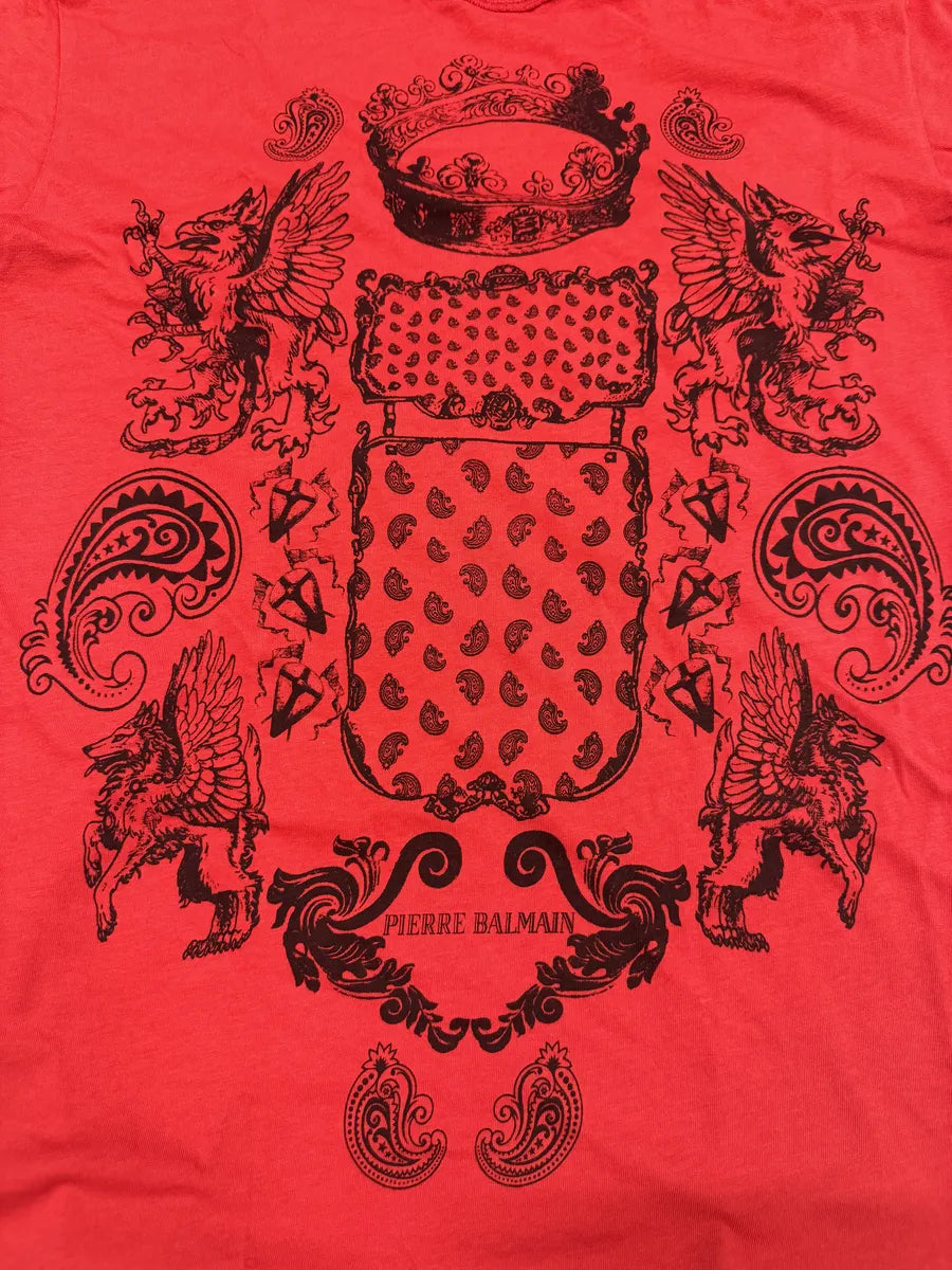SS2012 Pierre Balmain Red & Black Contemporary King T-Shirt CYJDfoT 5