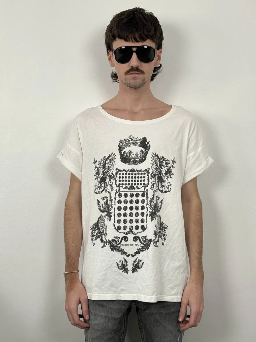 SS2012 Pierre Balmain Royal King White T-Shirt FBiSqxG 0