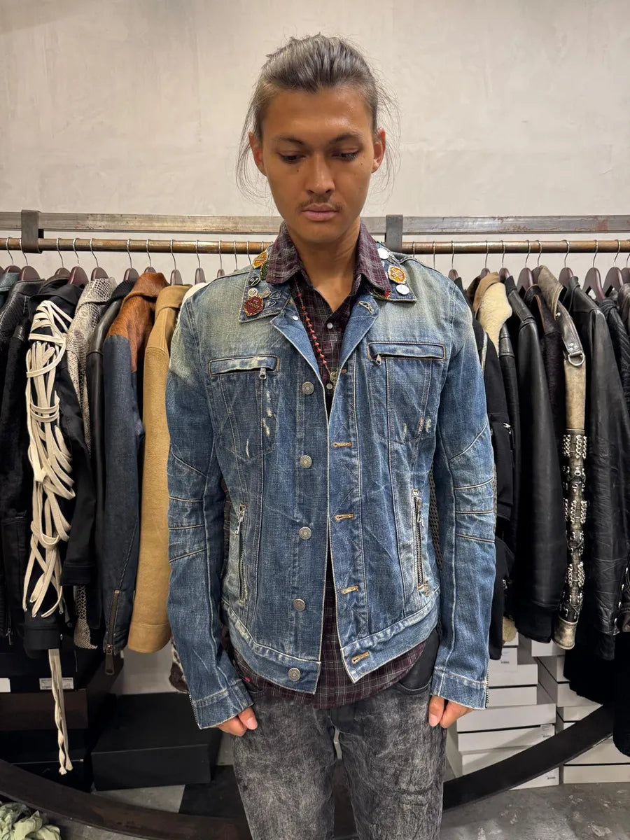 SS2012 Pierre Balmain Winner Pins Faded Denim Jacket TGjUQrR 1