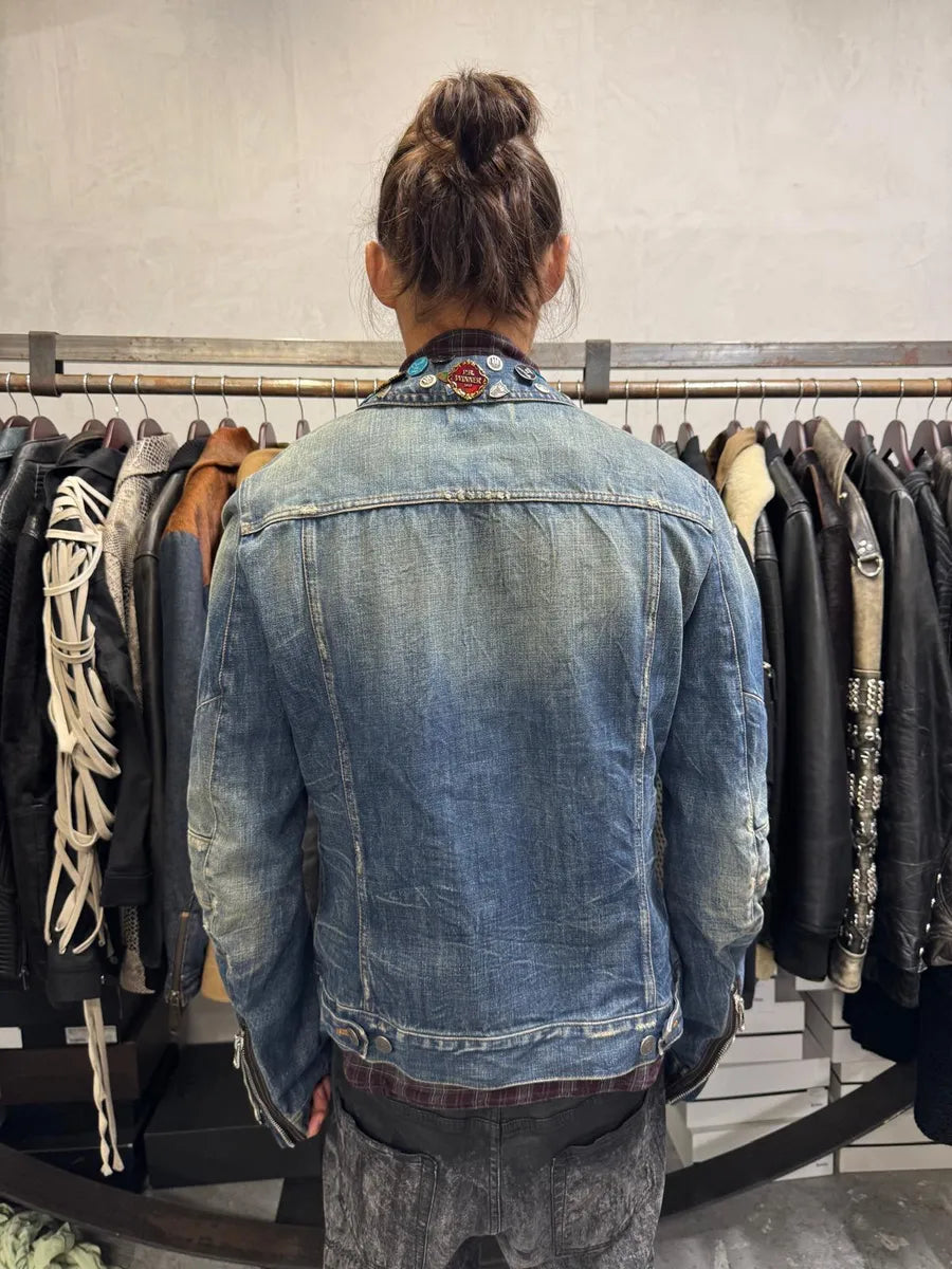 SS2012 Pierre Balmain Winner Pins Faded Denim Jacket TGjUQrR 2