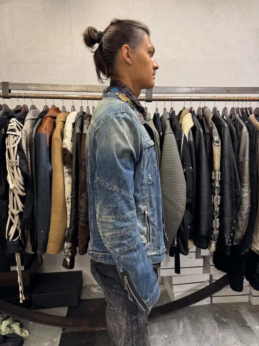 SS2012 Pierre Balmain Winner Pins Faded Denim Jacket TGjUQrR 3