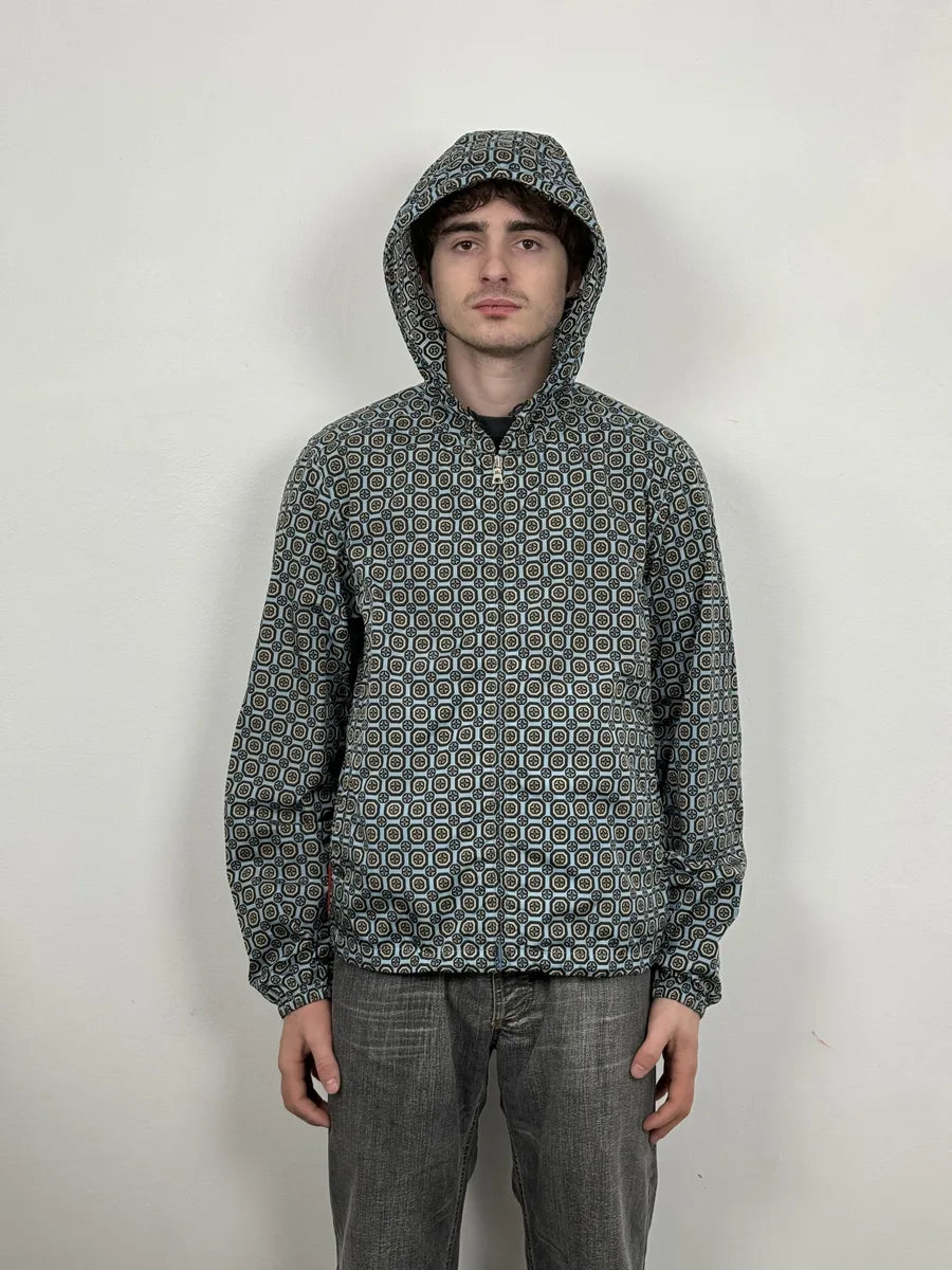 SS2012 Prada Blue Light Mozaic Windbreaker Hooded Jacket SVDwBKA 2