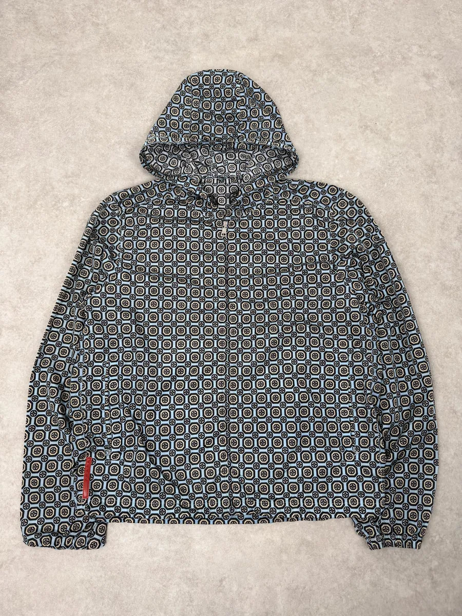 SS2012 Prada Blue Light Mozaic Windbreaker Hooded Jacket SVDwBKA 5