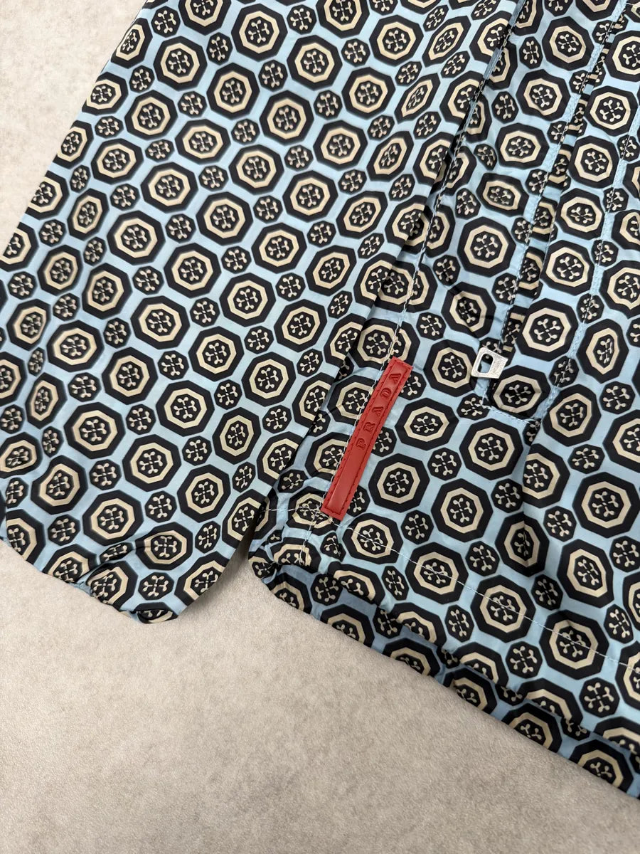 SS2012 Prada Blue Light Mozaic Windbreaker Hooded Jacket SVDwBKA 8