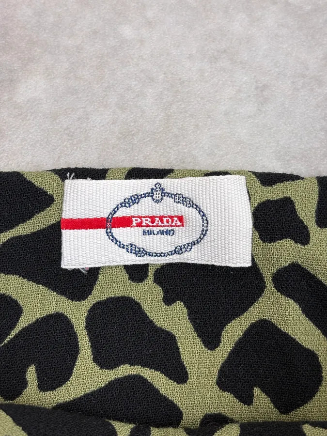 SS2012 Prada Green & Black Leopard Skirt fQrYHww 9