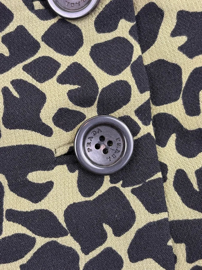 SS2012 Prada Green & Black Leopard Skirt fQrYHww 8