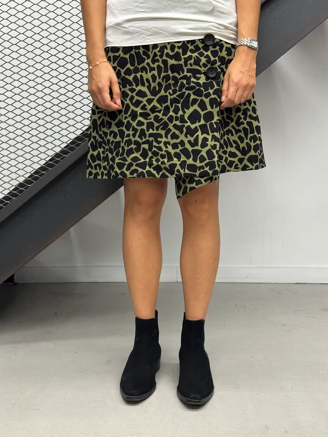 SS2012 Prada Green & Black Leopard Skirt fQrYHww 0