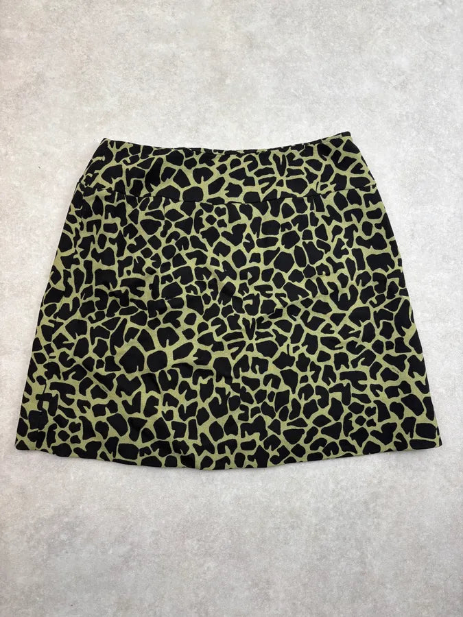 SS2012 Prada Green & Black Leopard Skirt fQrYHww 6