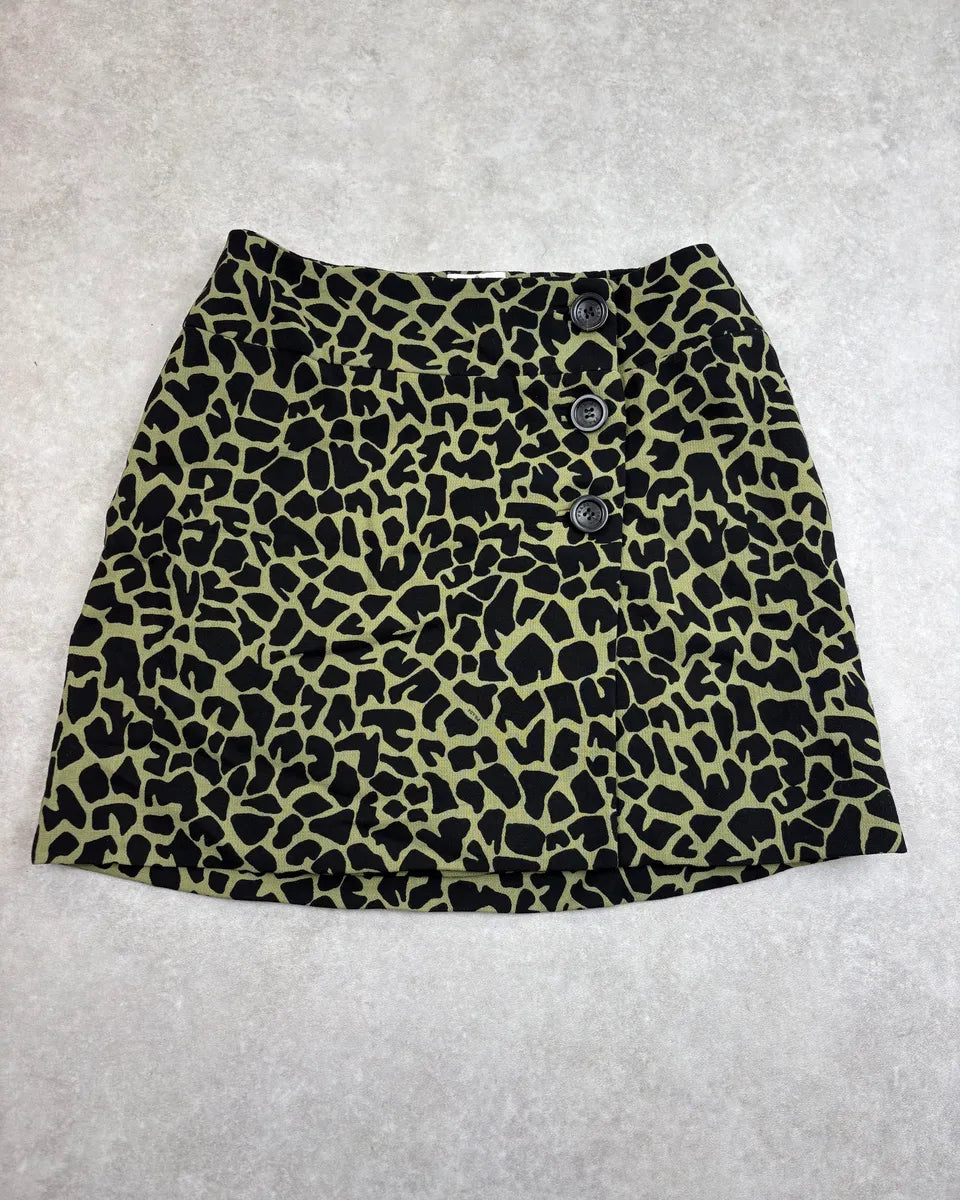 SS2012 Prada Green & Black Leopard Skirt fQrYHww 3
