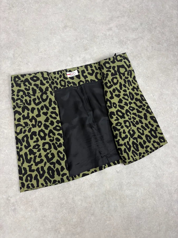 SS2012 Prada Green & Black Leopard Skirt oWsMqYy 7