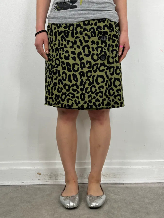 SS2012 Prada Green & Black Leopard Skirt oWsMqYy 1