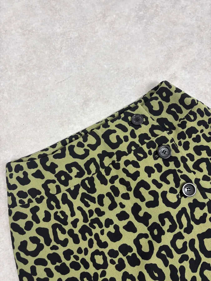 SS2012 Prada Green & Black Leopard Skirt oWsMqYy 5