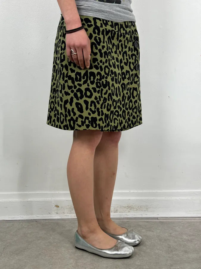 SS2012 Prada Green & Black Leopard Skirt oWsMqYy 2