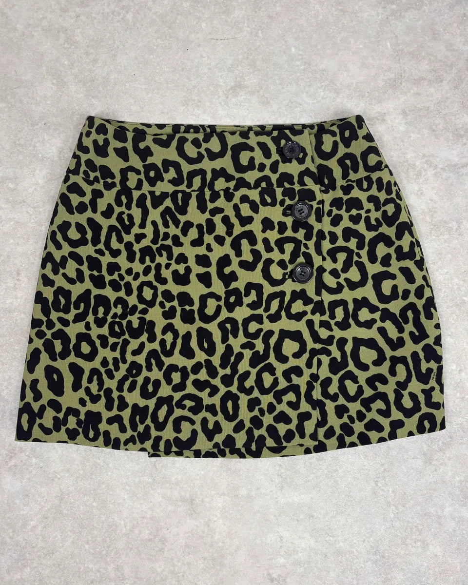 SS2012 Prada Green & Black Leopard Skirt oWsMqYy 0