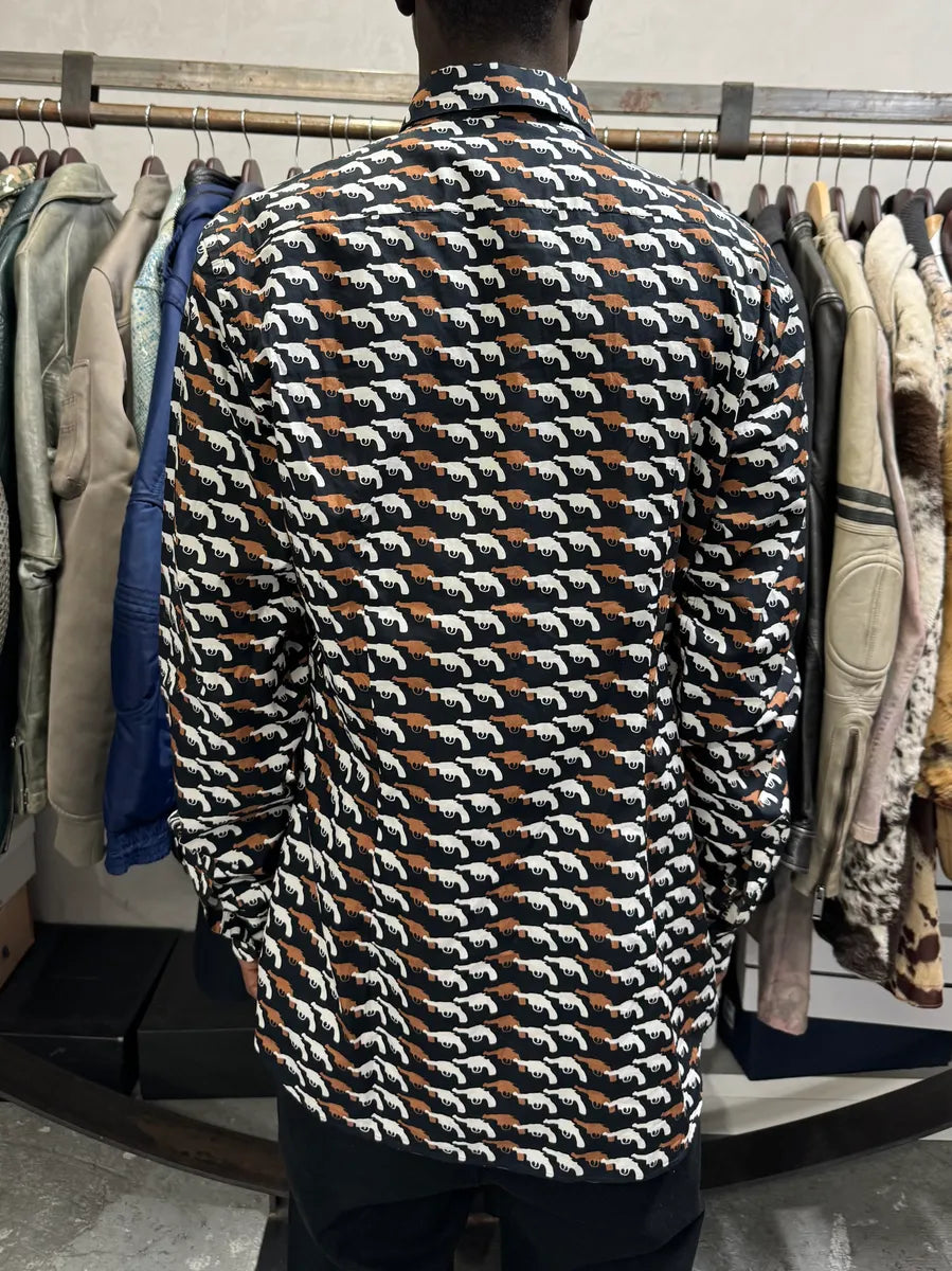 SS2012 Prada Multi Gun White & Brown Shirt YadWTge 4