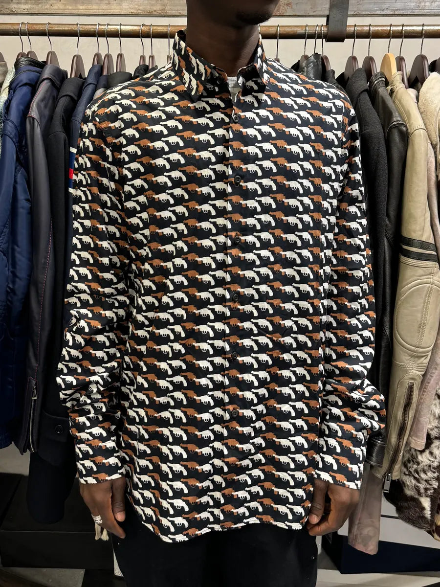 SS2012 Prada Multi Gun White & Brown Shirt YadWTge 1
