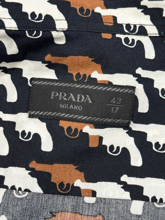 SS2012 Prada Multi Gun White & Brown Shirt YadWTge 7
