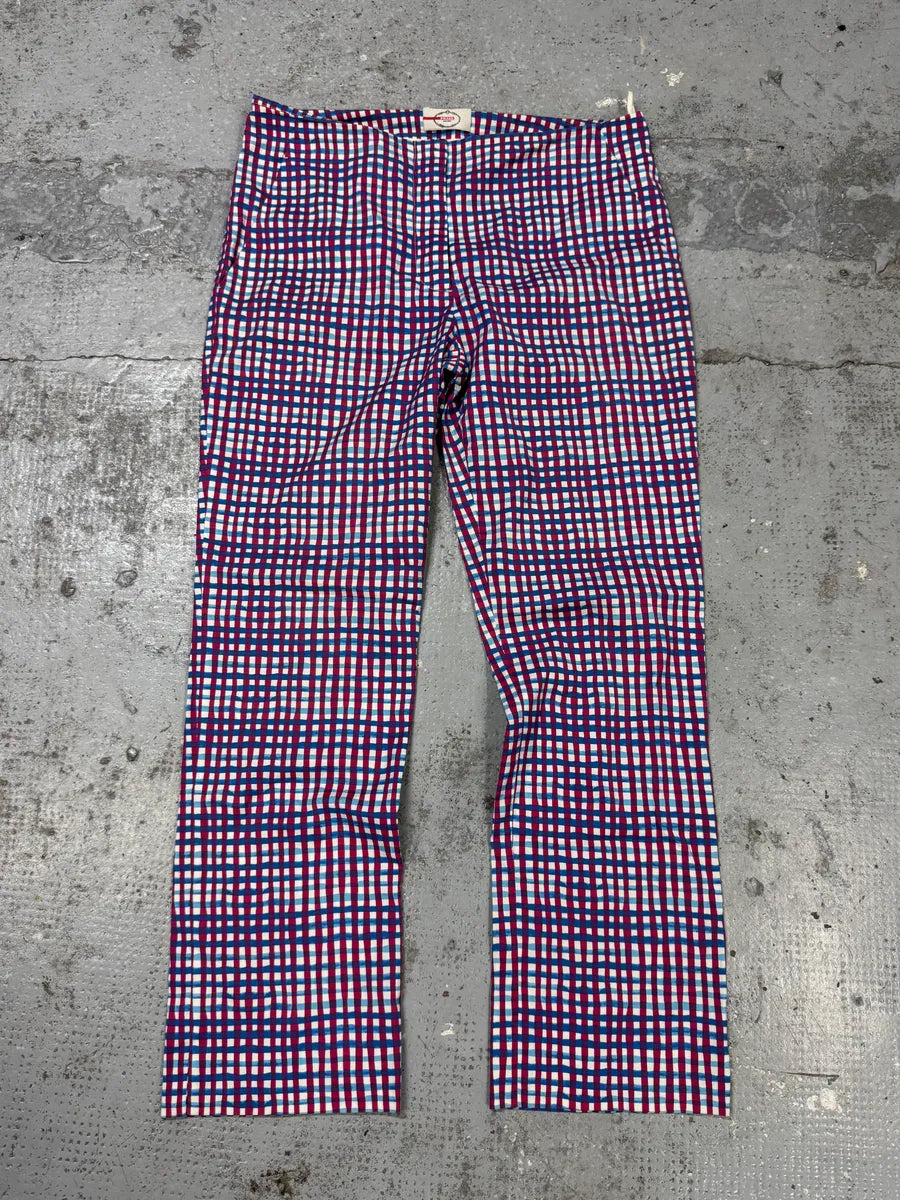 SS2012 Prada Red & Blue Checked Pants bzMoVOi 0