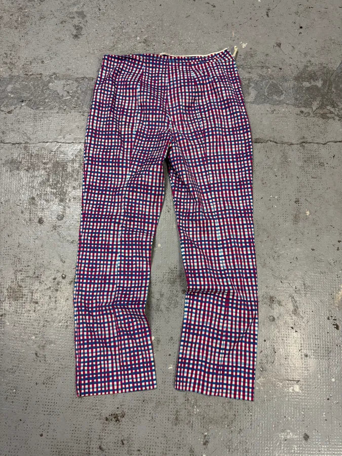 SS2012 Prada Red & Blue Checked Pants bzMoVOi 2