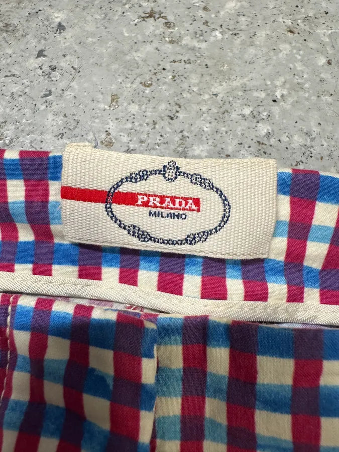 SS2012 Prada Red & Blue Checked Pants bzMoVOi 4
