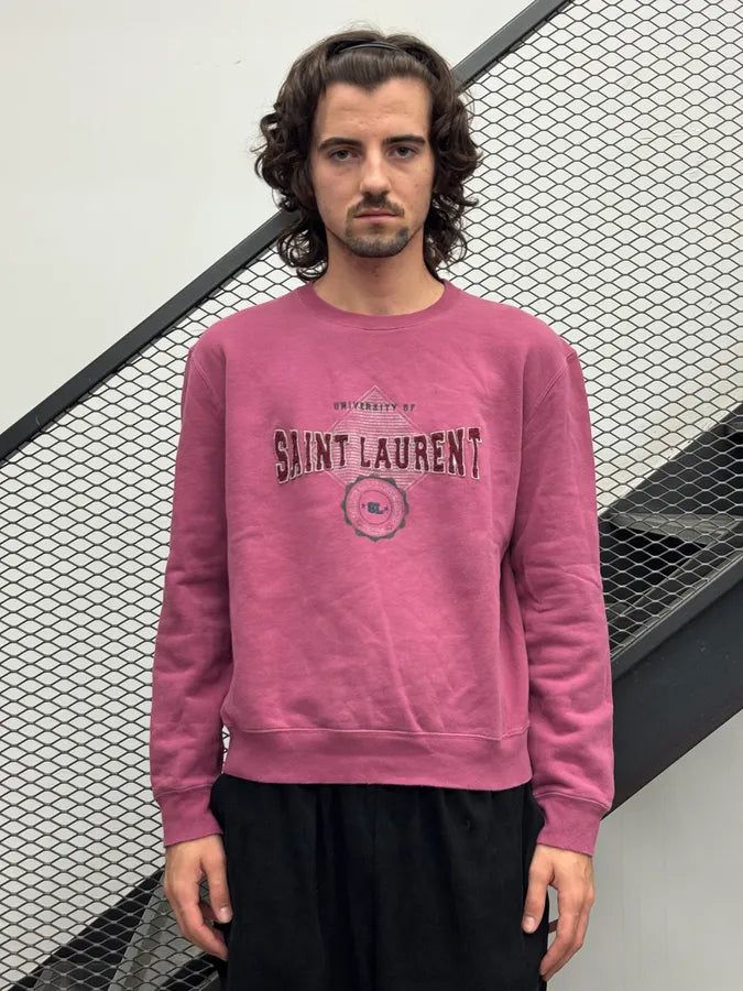AW2021 Saint Laurent Mauve University Logo Sweater WSPNayh 1