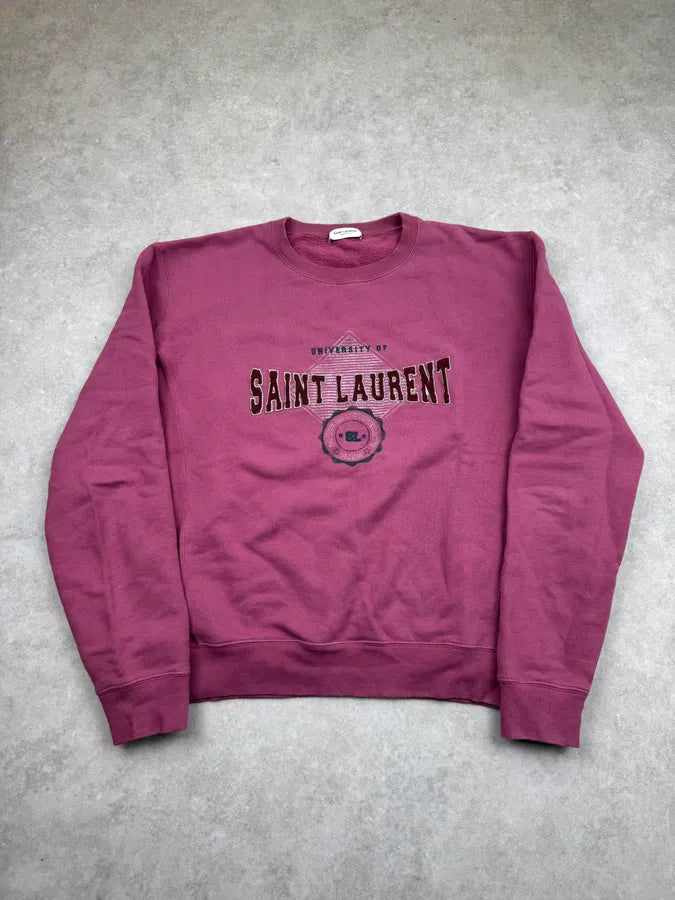 AW2021 Saint Laurent Mauve University Logo Sweater WSPNayh 0