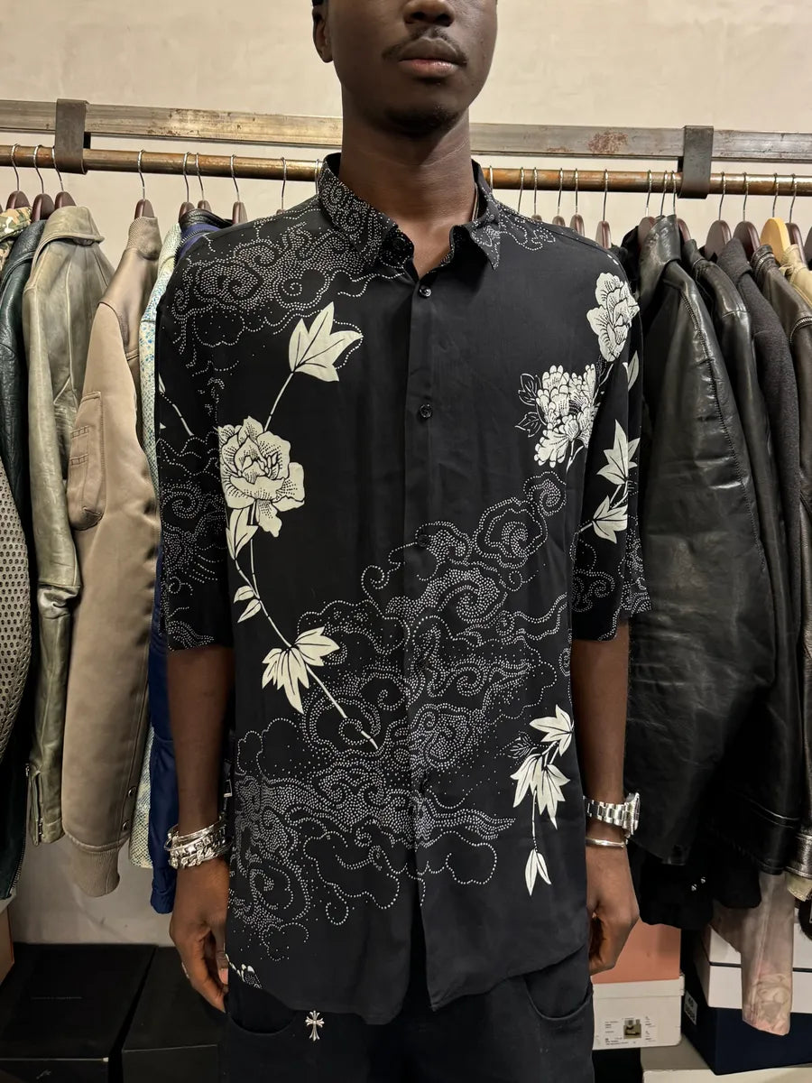 SS2012 Saint Laurent Flowers Asian Clouds Black Shirt smEsyAZ 0