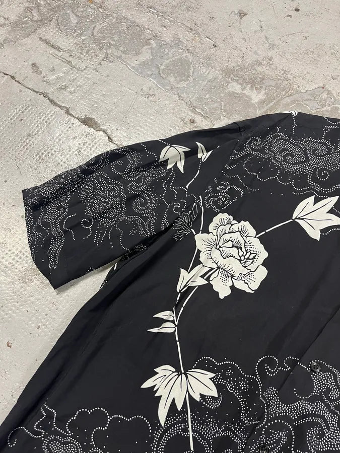 SS2012 Saint Laurent Flowers Asian Clouds Black Shirt smEsyAZ 4