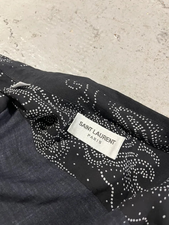 SS2012 Saint Laurent Flowers Asian Clouds Black Shirt smEsyAZ 7