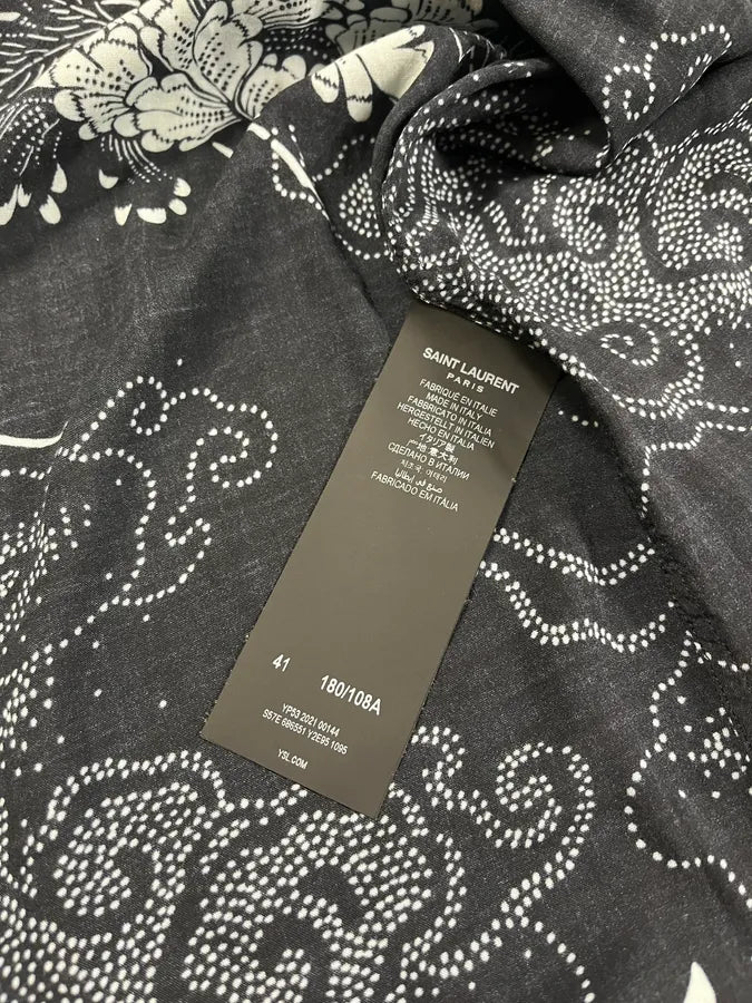 SS2012 Saint Laurent Flowers Asian Clouds Black Shirt smEsyAZ 8
