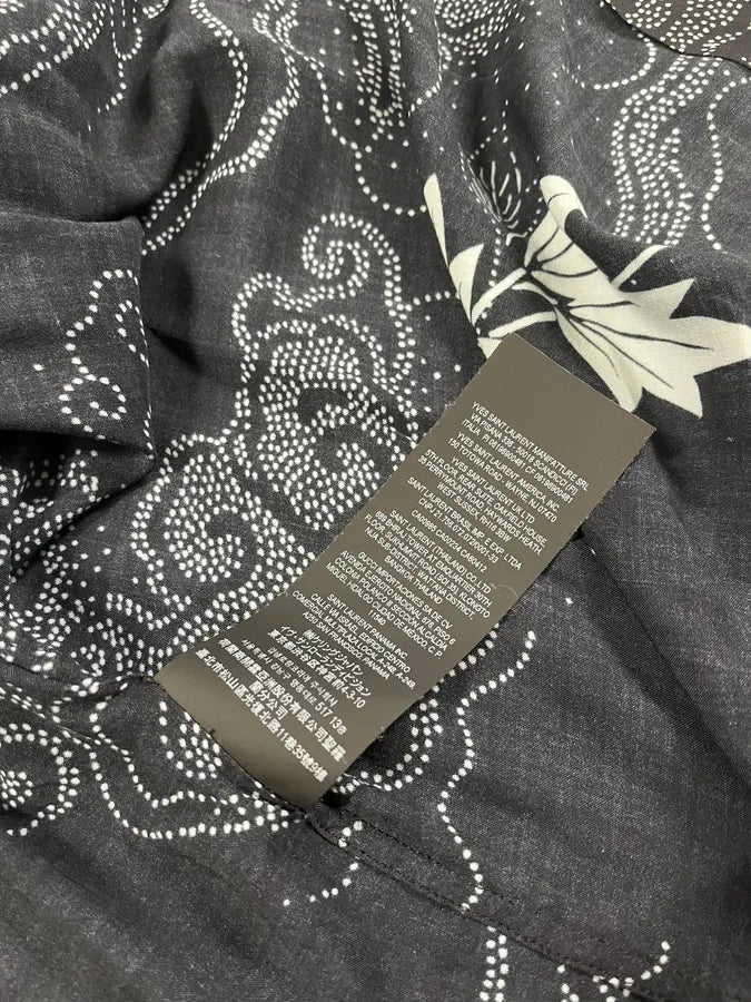 SS2012 Saint Laurent Flowers Asian Clouds Black Shirt smEsyAZ 9