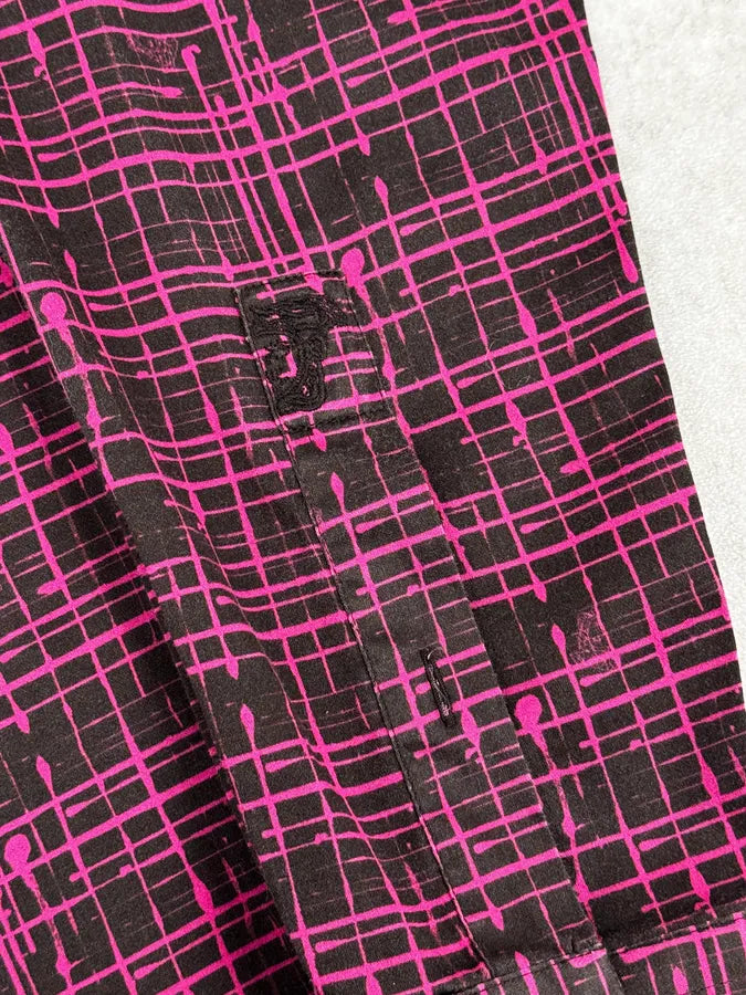 SS2012 Versace Black & Pink Abstract Checkered Shirt rFitjQV 8