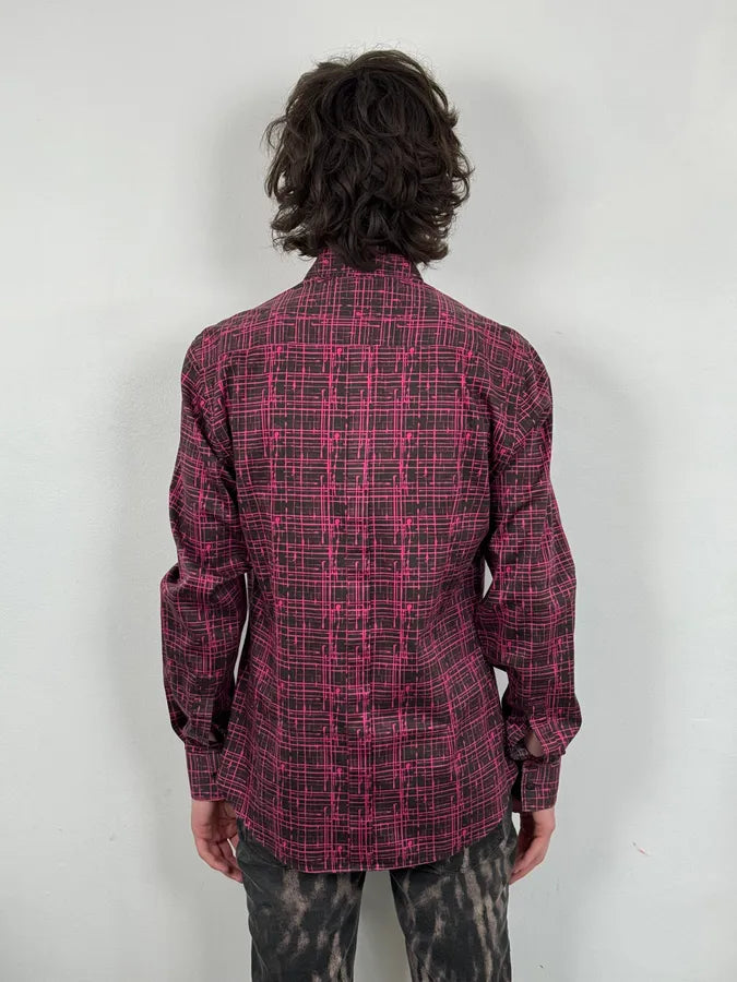 SS2012 Versace Black & Pink Abstract Checkered Shirt rFitjQV 2