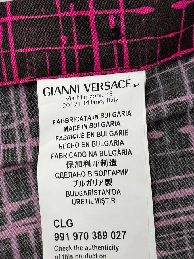 SS2012 Versace Black & Pink Abstract Checkered Shirt rFitjQV 11