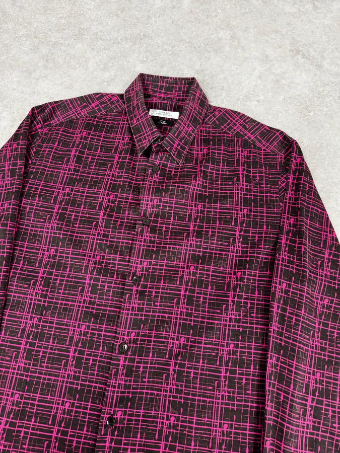 SS2012 Versace Black & Pink Abstract Checkered Shirt rFitjQV 4