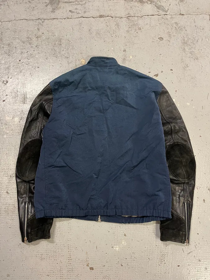 SS2013 Acne Studios Constrast Hybrid Leather & Nylon Navy Bomber Jacket GcBReWt 6