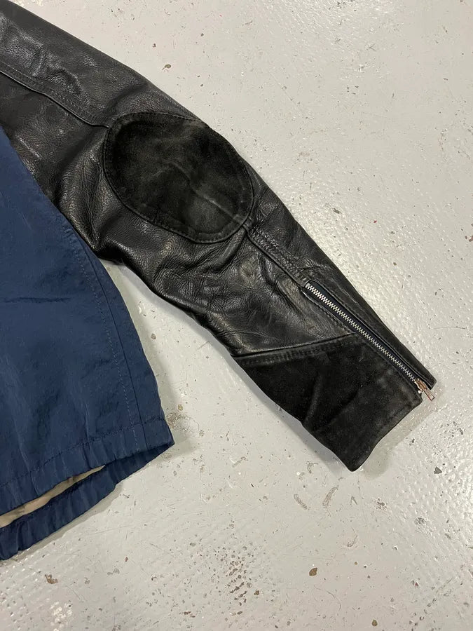 SS2013 Acne Studios Constrast Hybrid Leather & Nylon Navy Bomber Jacket GcBReWt 7