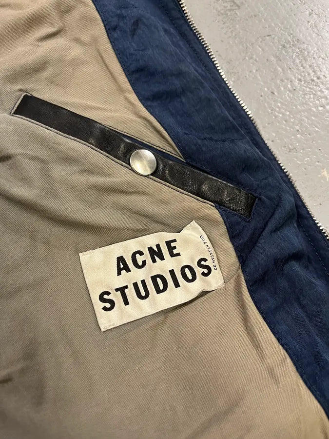 SS2013 Acne Studios Constrast Hybrid Leather & Nylon Navy Bomber Jacket GcBReWt 9