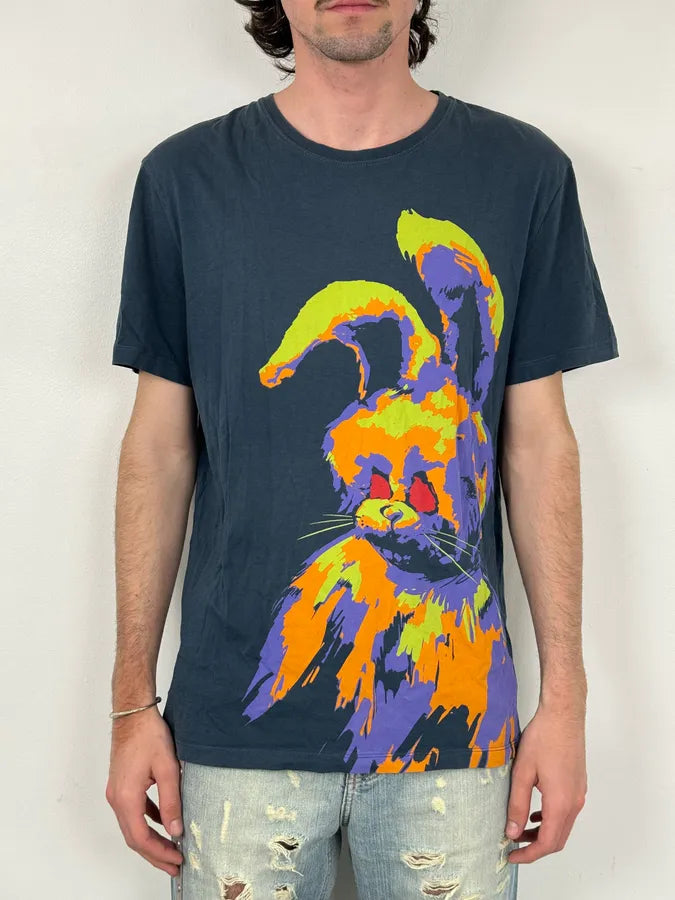 SS2013 Alexander McQueen Navy Multicolor Angry Rabbit T-Shirt PyfRkie 1