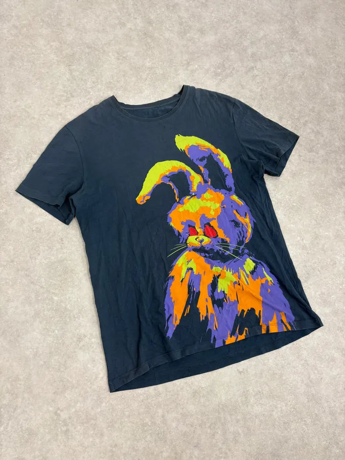 SS2013 Alexander McQueen Navy Multicolor Angry Rabbit T-Shirt PyfRkie 3