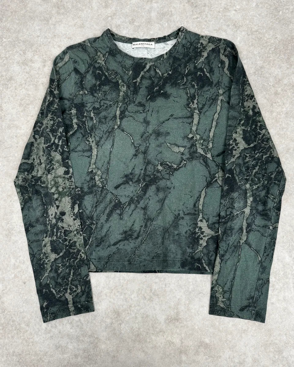 SS2013 Balenciaga Marble Abstract Green Longsleeves GSUjdEl 0
