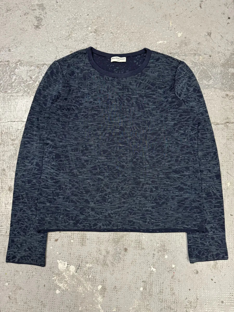 SS2013 Balenciaga Navy Textured Sweater by Nicolas Ghesquiere (S) VVcEPsk 0