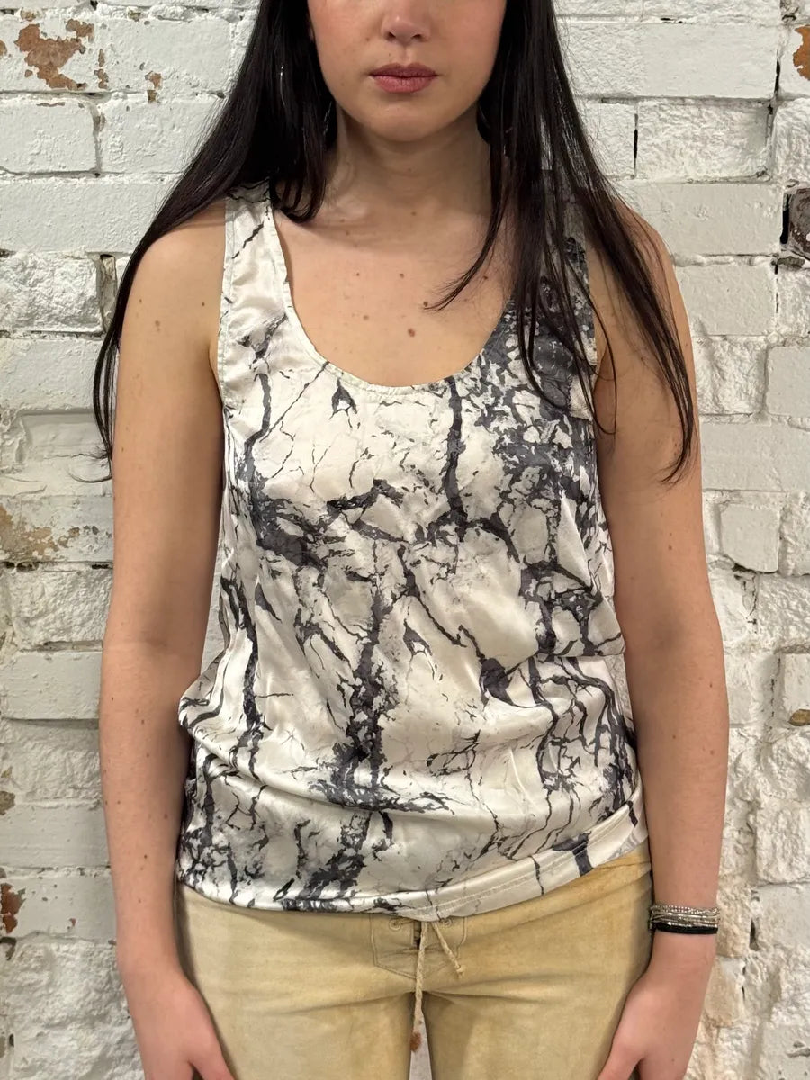 SS2013 Balenciaga Silk Marble White Tank Top rLKBZXq 1