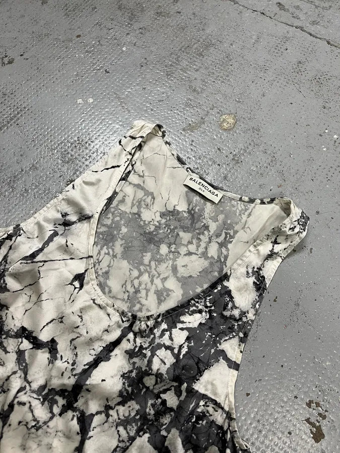 SS2013 Balenciaga Silk Marble White Tank Top rLKBZXq 3
