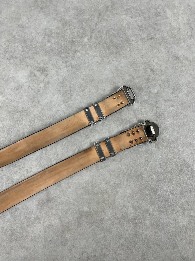 SS2013 Balmain Brown Leather Belt Crest Buckle zFTFUtC 3