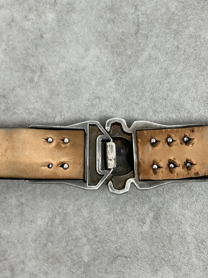 SS2013 Balmain Brown Leather Belt Crest Buckle zFTFUtC 7