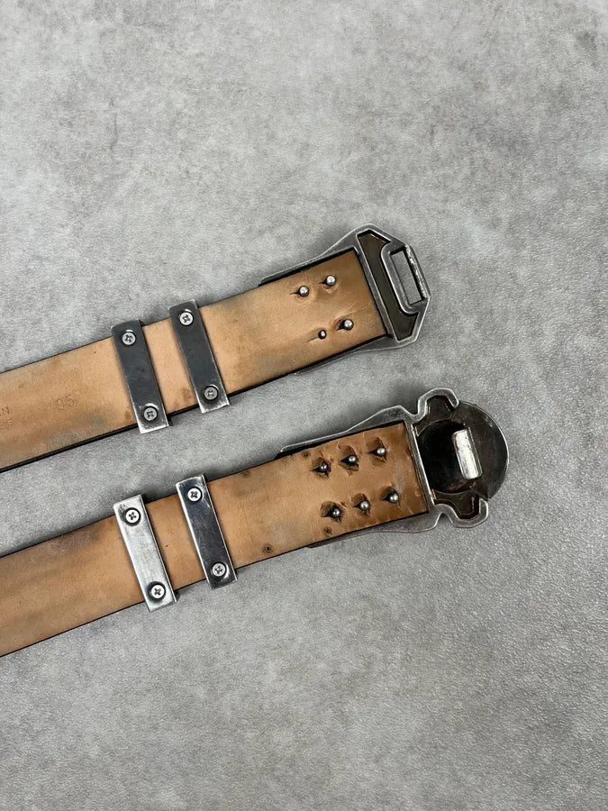 SS2013 Balmain Brown Leather Belt Crest Buckle zFTFUtC 5
