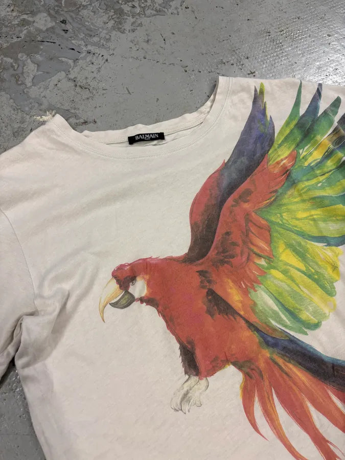 SS2013 Balmain Parrot White T-Shirt UMhzfbz 2