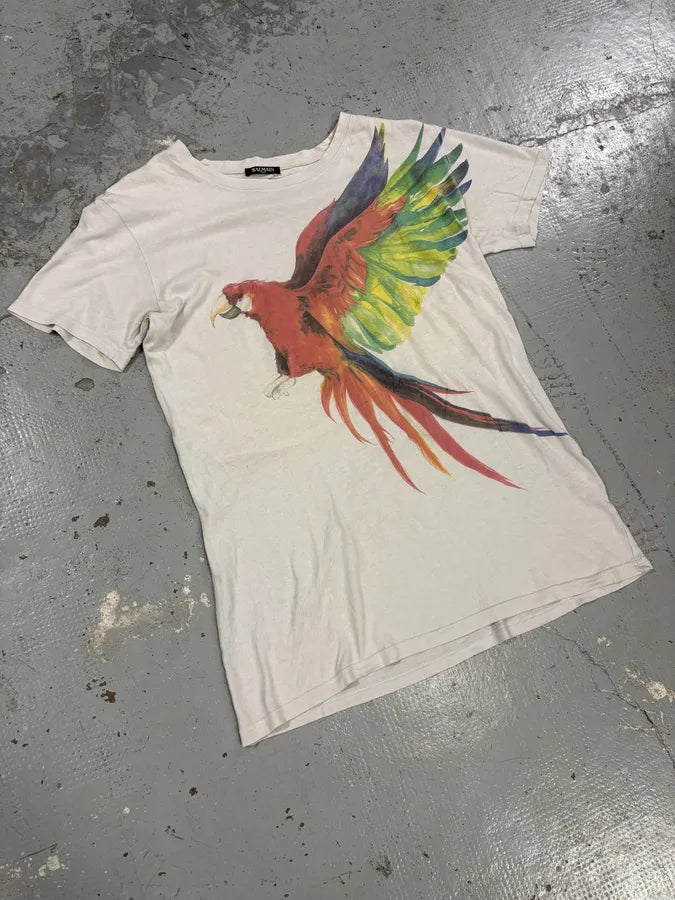SS2013 Balmain Parrot White T-Shirt UMhzfbz 1